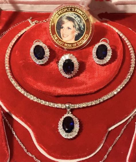 Princess Diana Sapphire And Diamond Jewelry Set Royal Memorabilia