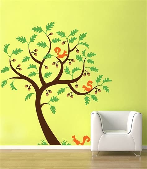 Nursery Tree Wall Decals Squirrels And Acorns Oak By Cherrywalls