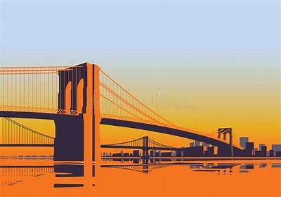Bridge Brooklyn York Sunrise River East Panorama