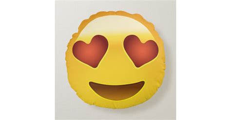 Smiling Face With Heart Shaped Eyes Emoji Round Pillow