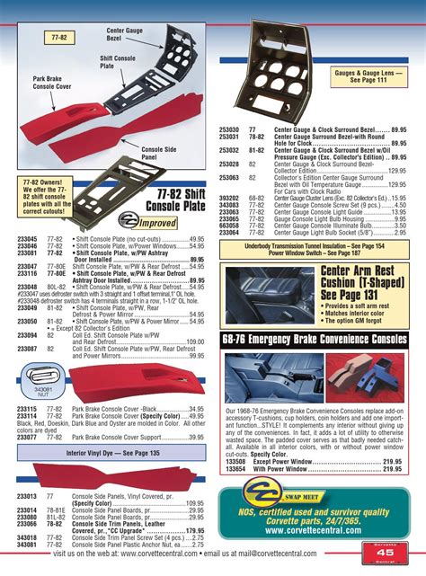 Corvette Central C3 68 82 Corvette Parts Catalog By Corvette Central