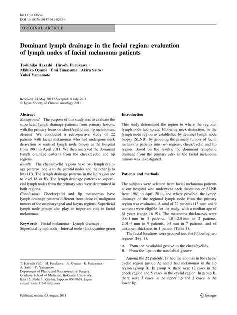 Pdf Dominant Lymph Drainage In The Facial Region Evaluation Of Lymph