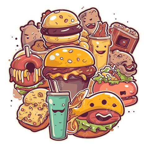 Cartoon Food Illustration Clipart Vector Junk Food Junk Food Clipart