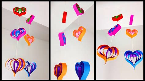 Paper Love Hearts Wall Decoration Ideas Very Easy Diy Crafts Youtube