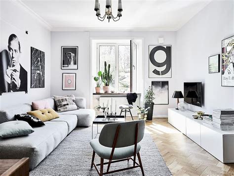 Simply pick warm colors that can support the gray room. Scandinavian Living Room Inspiration | Happy Grey Lucky