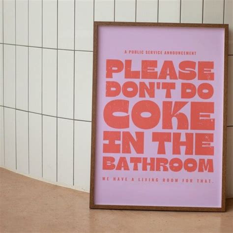 Please Don T Do Coke In The Bathroom Digital Wall Print Etsy