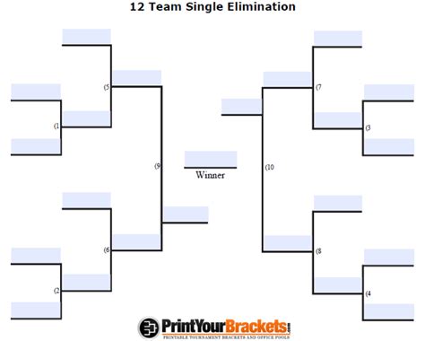 Fillable 12 Team Tourney Bracket Editable Bracket