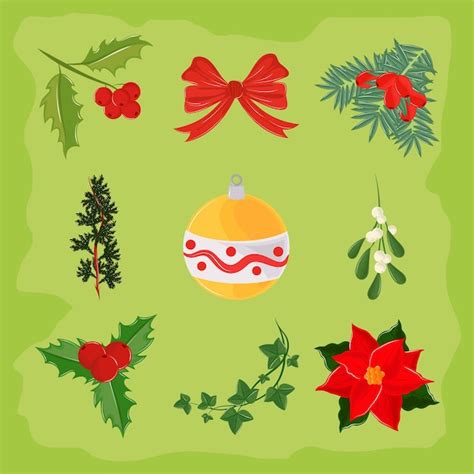 Premium Vector Christmas Mistletoe Icons