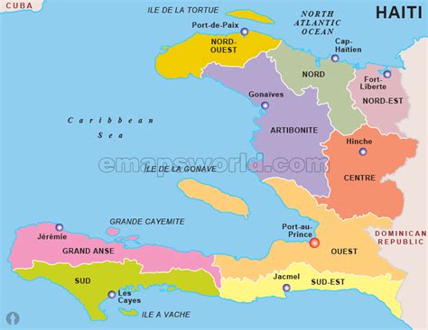 With interactive haiti map, view regional highways maps, road situations, transportation, lodging guide on haiti map, you can view all states, regions, cities, towns, districts, avenues, streets and. Haiti States Map | States map of Haiti | eMapsWorld.com