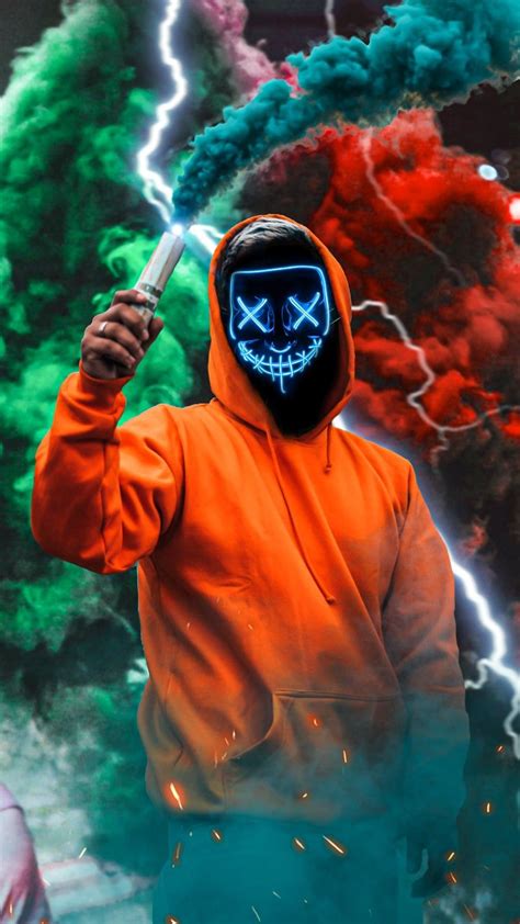 Neon Mask Wallpaper 4k