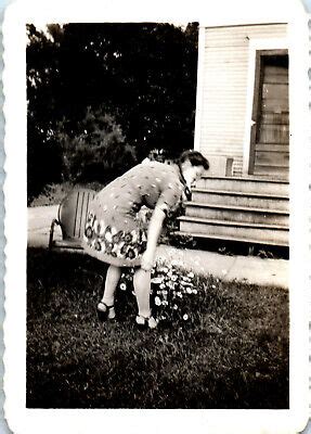 Lady Bending Over Vintage Photo Junk Journal Black And White Photograph Ebay