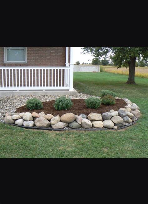 Landscape With Mulch And Rocks Rock Garden Landscaping Landscaping