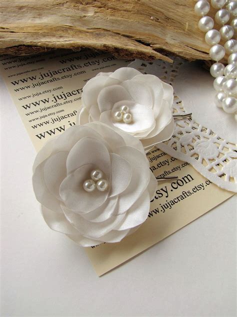 Bridal Hair Pins With Fabric Flowers Bobby Pins With Fabric Etsy Fabric Flowers Bridal Hair