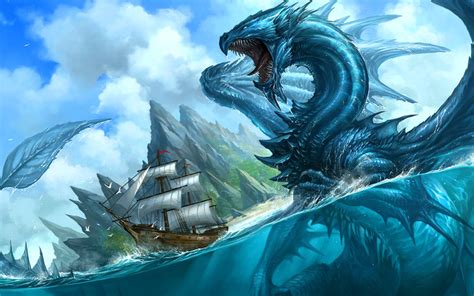 Dragon Attacking On Ship Wallpaper For 1920x1200