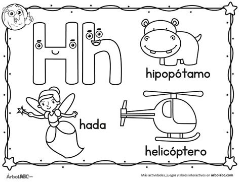 Letra H para colorear Árbol ABC Actividades de letras Escritura preescolar Actividades con