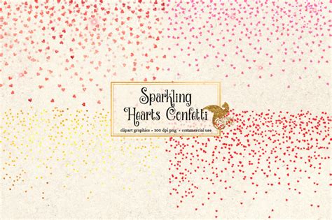 Sparkling Hearts Confetti Overlays By Digital Curio Thehungryjpeg