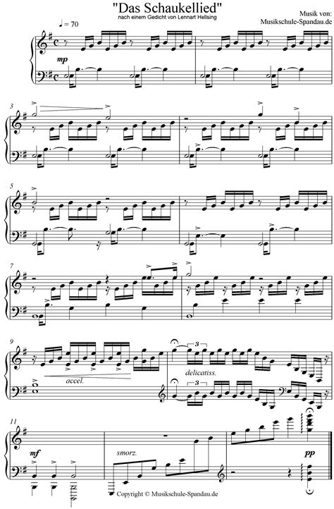 Das Schaukellied - Noten zum Downloaden (Klaviernoten)
