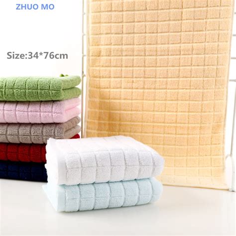 2pcs High Quality 100 Cotton Face Towel 34x76cm Checkered Pattern Hand