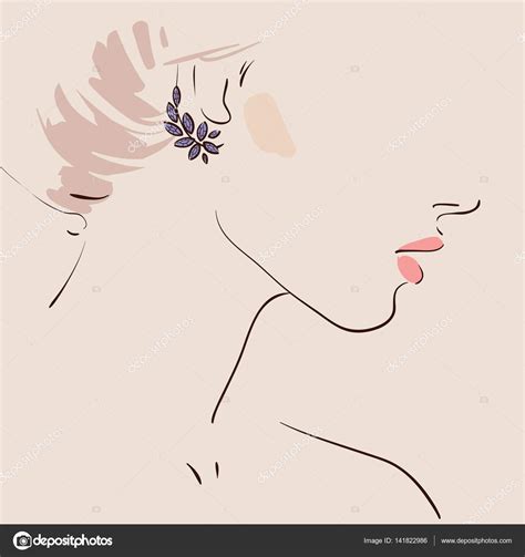 Beautiful Woman Wearing Earrings Stock Vector Image By Yemelianova