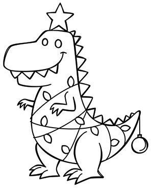 Printable Christmas Dinosaur Coloring Pages - coloring pages