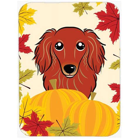Longhair Red Dachshund Thanksgiving Mouse Pad Hot Pad Or Trivet
