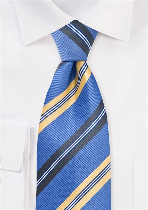 Elegant Striped Tie In Blue Yellow Cheap