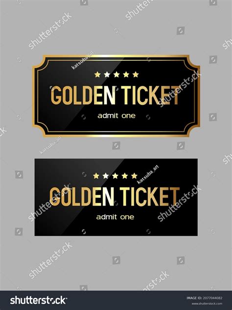 Two Gold Tickets Gold Frame Golden Stock Vector Royalty Free