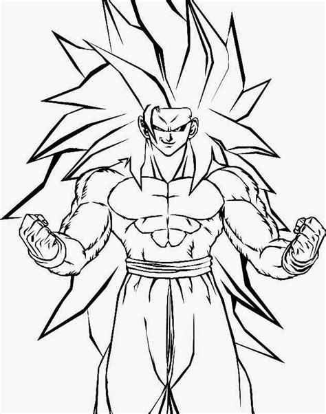 Dibujo De Kakaroto Son Goku Fase 3 Con El Pelo Largo Para Iluminar Y