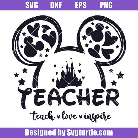 Best Teacher Svg Mickey Teach Love Inspire Svg For Cricut Back To