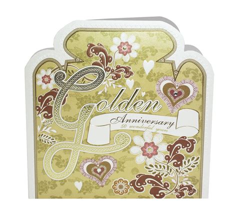 Hand Finished Golden Anniversary Card Karenza Paperie