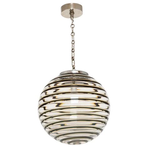 Murano Glass And Brass Globe Pendant Lamp At 1stdibs