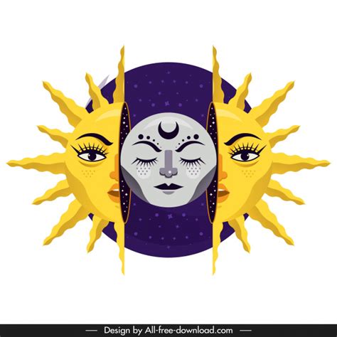 Sun And Moon Illustration Vector Vectors Free Download Graphic Art Designs