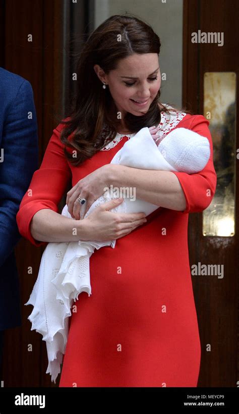The Duke And Duchess Of Cambridge And Their Newborn Son Outside The