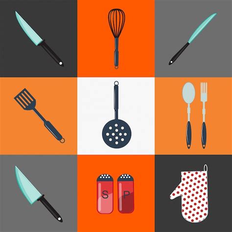 Premium Vector Kitchen Utensils Kitchen Equipment Kitchen Cutlery