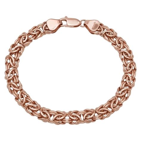 Shop Womens 14k Rose Gold 75 Inch Byzantine Bracelet Free Shipping