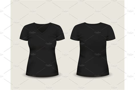 Black V Neck T Shirt Vector Template ~ Illustrations