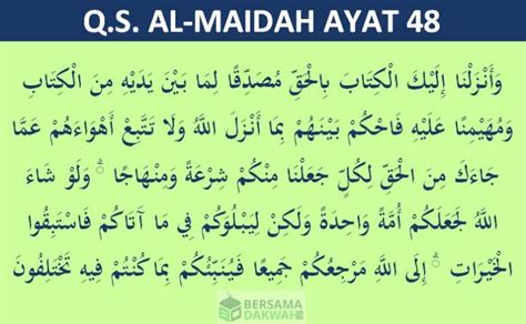 Surat Al Maidah Ayat 48 Arti Tafsir Dan Kandungan