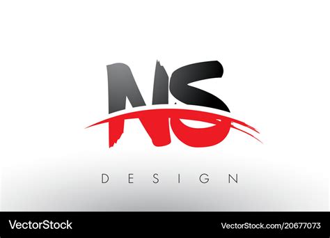 Ns N S Brush Logo Letters With Red And Black Vector Image