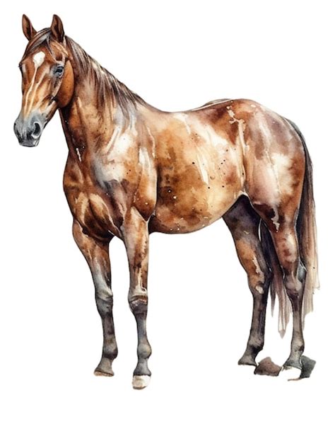 Cavalo Aquarela Fundo Branco Vector Vetor Premium