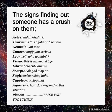 The Signs Finding Out Someone Has A Crush On Them Zodiac Signs Pisces