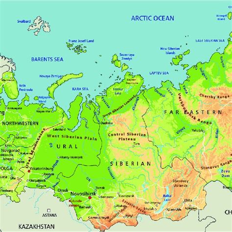 Physical Geography Map Of The Russian Federation Download Scientific