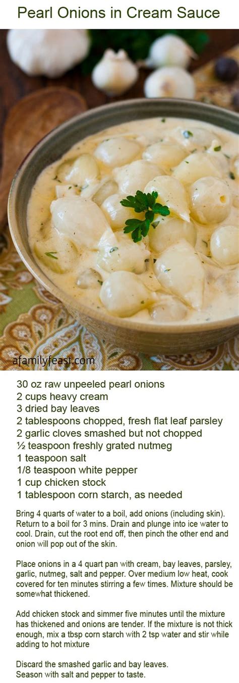 Just prior to serving, garnish with fresh parsley. Pearl Onions in Cream Sauce (With images) | Recipes ...