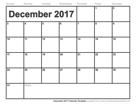 Free December 2017 Calendar Printable Templates With Holidays