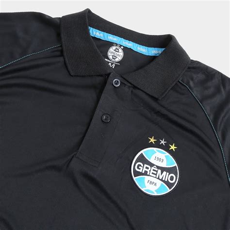 Camisa Polo Grêmio Treino Dry Fit Masculina Preto Netshoes