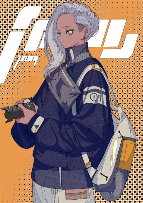 Wallpaper Anime Girl White Hair Backpack Profile View