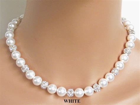Classic Pearl Wedding Necklace Vintage Style Rhinestone Etsy