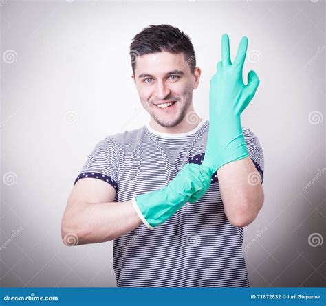 Young Man Wearing Gloves Stock Photo Image Of Funny 71872832