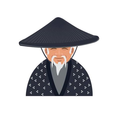 Old Asian Man White Background Stock Vectors Istock