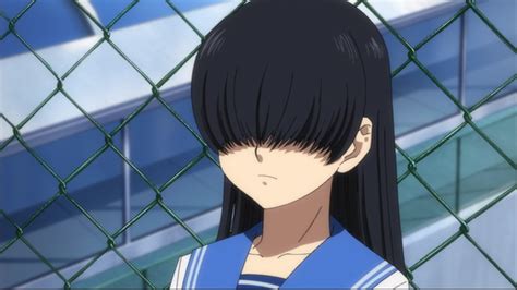 Denpa Teki Na Kanojo School Dress Hime Cut Long Hair Black Black Eyes Hair Covering Eyes Anime