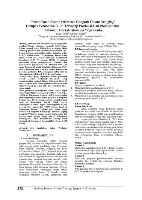 Pemanfaatan sistem informasi geografi dalam mengkaji dampak perubahan